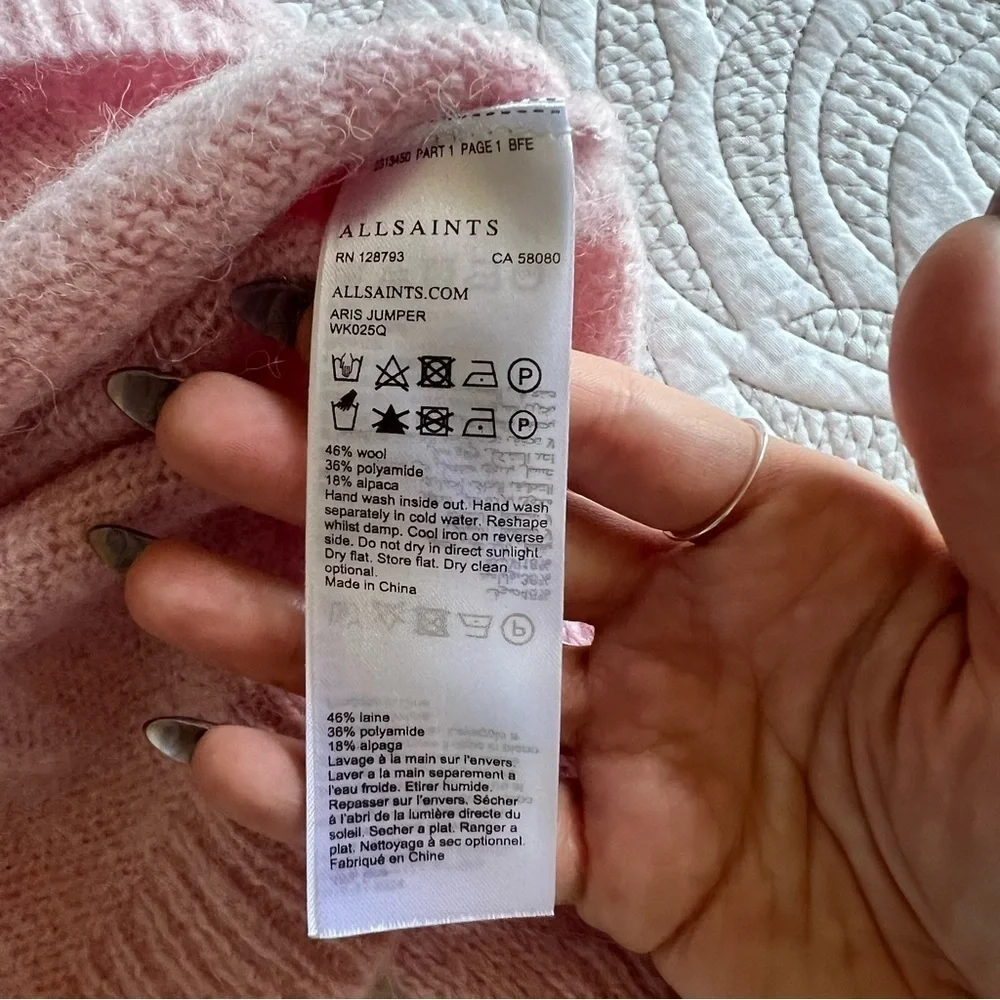 All Saints - Aris Wool and Alpaca-blend Jumper (Sweater) - Baby Pink